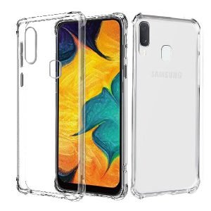 Samsung Galaxy A30 Crystal Clear Heavy Duty Transparent TPU Bumper Shockproof Case Cover