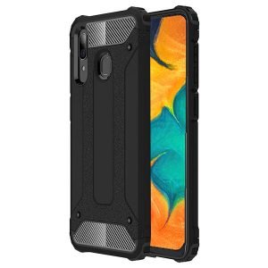 Samsung Galaxy A30 Shockproof Heavy Duty Rugged Armour Case Cover (Black)