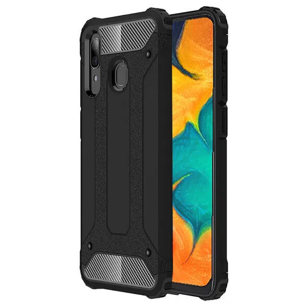 Samsung Galaxy A30 Shockproof Heavy Duty Rugged Armour Case Cover (Black)
