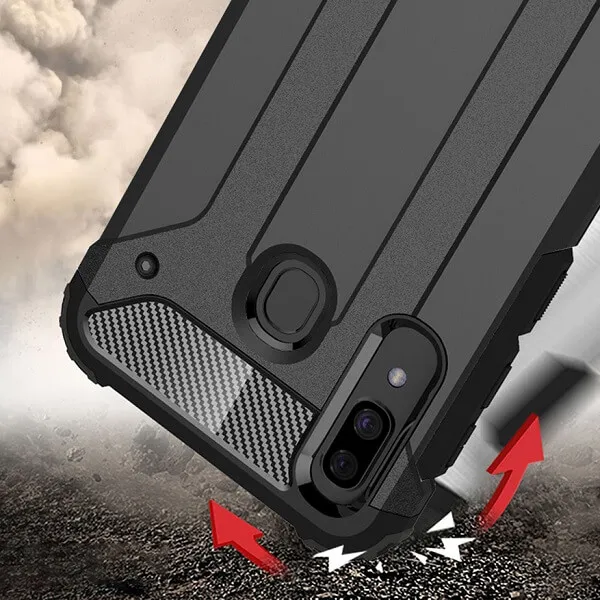 Samsung Galaxy A30 Shockproof Heavy Duty Rugged Armour Case Cover (Black)