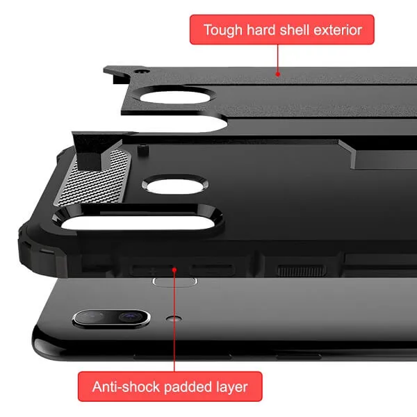 Samsung Galaxy A30 Shockproof Heavy Duty Rugged Armour Case Cover (Black)