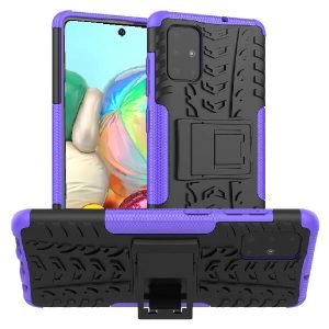 Samsung Galaxy A71 Heavy Duty Tough Kickstand Shockproof Rugged Case Cover (Purple)