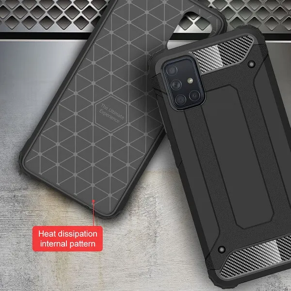 Samsung Galaxy A71 Shockproof Heavy Duty Rugged Armour Case Cover (Black)