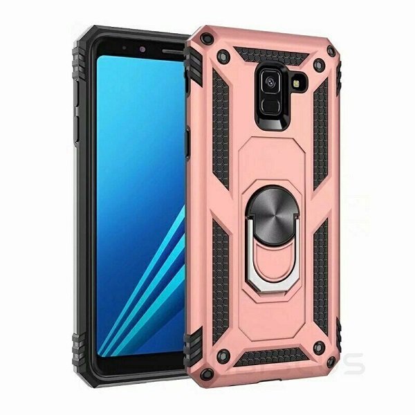 Samsung Galaxy A8 2018 Shockproof Magnetic Car Mount Ring Case Cover (Rose Gold)