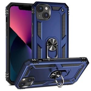 Apple iPhone 13 Magnetic Ring Rugged Shockproof Case Heavy Duty Protective Back Cover (Navy Blue)