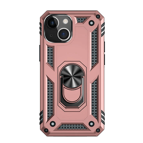 Apple iPhone 13 Magnetic Ring Rugged Shockproof Case Heavy Duty Protective Back Cover (Rose Gold)