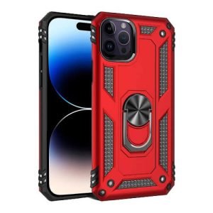 Apple iPhone 14 Pro Magnetic Ring Rugged Shockproof Case Heavy Duty Protective Back Cover (Red)