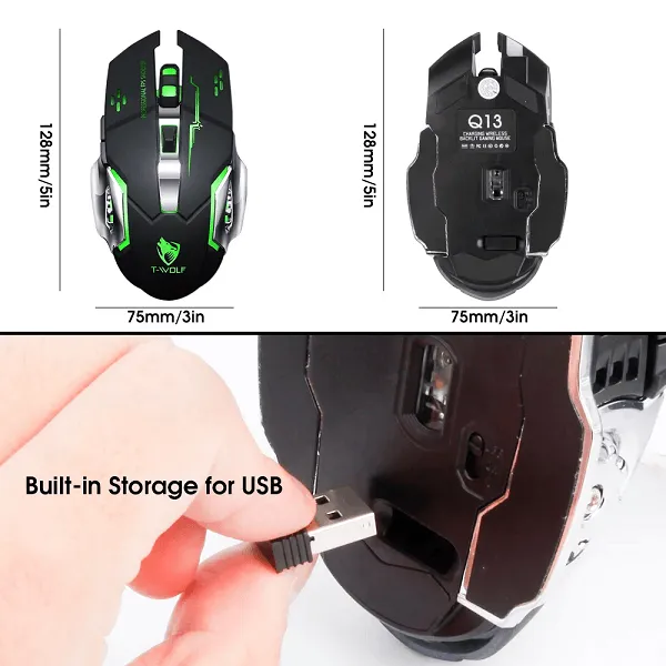 Computer Mouse Q13 Portable Gaming Mouse 2.4 Wireless Mouse Optical Wireless (White)