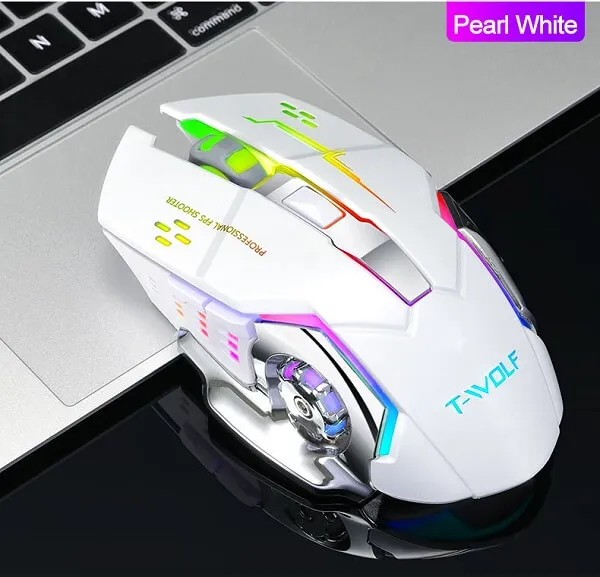 Computer Mouse Q13 Portable Gaming Mouse 2.4 Wireless Mouse Optical Wireless (White)