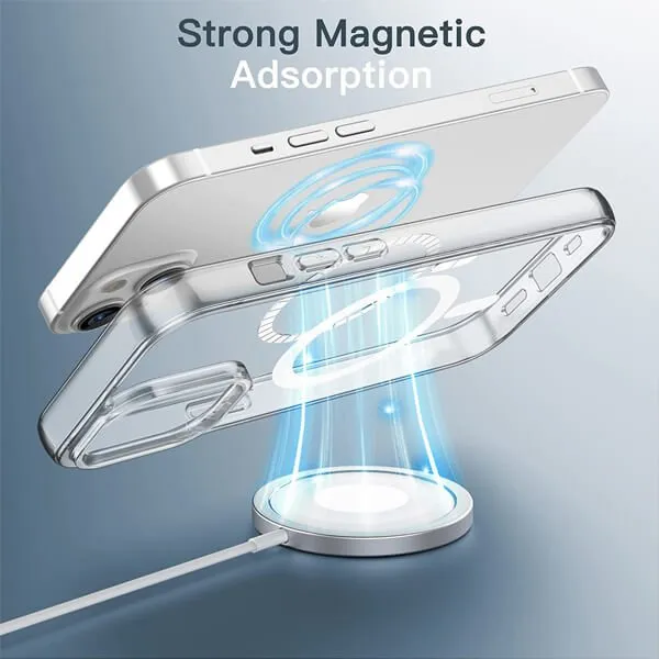 For Apple iPhone 14 MagSafe Magnetic Case with HaloLock Shockproof Military Grade Protection Scratch Resistant Back Clear Protective Cover