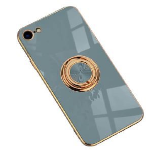 For Apple iPhone 8 Ring Case Luxury Stream Plating Elegant Cover Case (Gray)