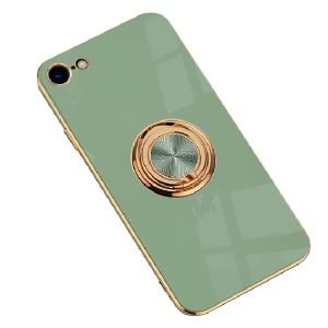 For Apple iPhone 8 Ring Case Luxury Stream Plating Elegant Cover Case (Green)