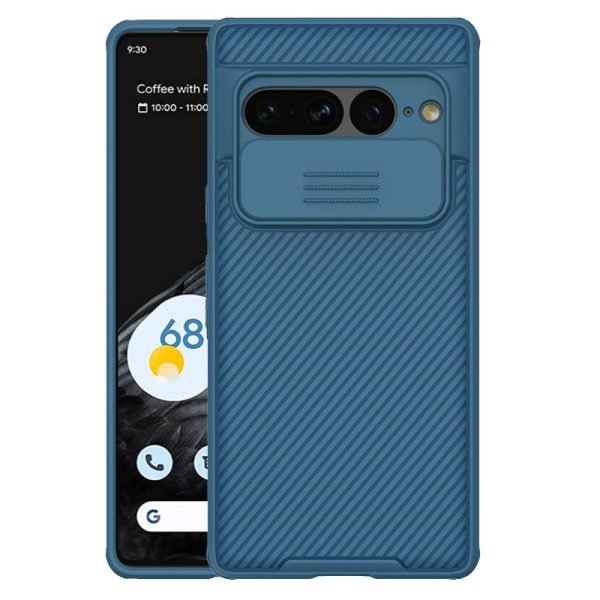 For Google Pixel 7 Pro Nillkin Case Shockproof Heavy Duty Rugged Anti Knock TPU Camera Slide Protector Tough Back Cover (Blue)