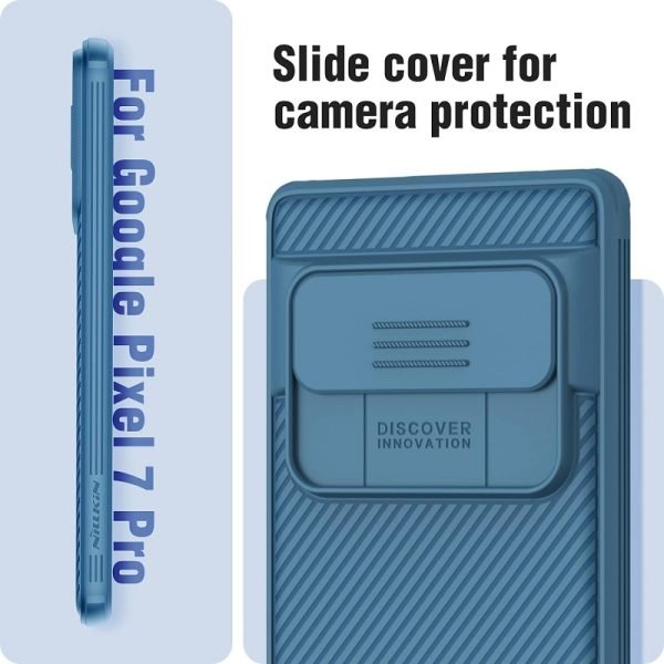 For Google Pixel 7 Pro [Support Magsafe Charger] Nillkin CamShield With Camera Protection Slim Magnetic Shockproof Heavy Duty Cover (Blue)