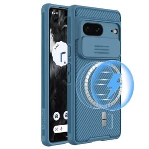 For Google Pixel 7 [Support Magsafe Charger] Nillkin CamShield With Camera Protection Slim Magnetic Shockproof Heavy Duty Cover (Blue)