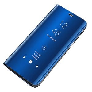 For Samsung Galaxy Note 10 Luxury Mirror View Flip PU Shockproof Protective Case Cover (Blue)