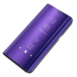 For Samsung Galaxy Note 10 Luxury Mirror View Flip PU Shockproof Protective Case Cover (Purple)