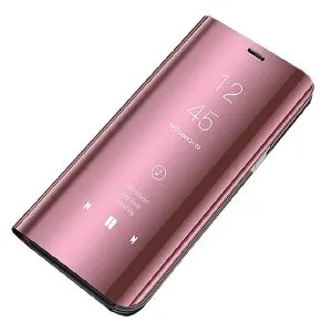 For Samsung Galaxy Note 10 Luxury Mirror View Flip PU Shockproof Protective Case Cover (Rose Gold)