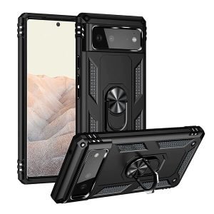 Google Pixel 6 Black Shockproof Magnetic Car Mount Ring Case Cover