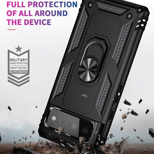 We offer Free Shipping for this Google Pixel 6 Black Magnetic Ring Case and also for all other products at our store. It is made of the Best material. Google Pixel 6 Black Shockproof Magnetic Car Mount Ring Case Cover