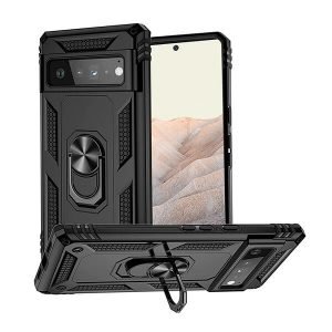 Google Pixel 6 Pro Black Shockproof Magnetic Car Mount Ring Case Cover