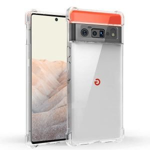 Google Pixel 6 Pro Clear Case Shockproof Tough Gel Transparent Air Cushion Heavy Duty Phone Back Cover (Crystal Clear)