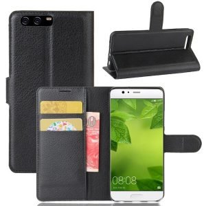 Huawei P10 Black Wallet Card Pocket Leather Flip Case Cover