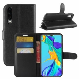 Huawei P30 Black Wallet Card Pocket Leather Flip Case Cover