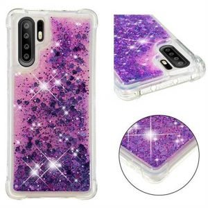 Huawei P30 Pro Smart Shockproof Dynamic Liquid Bumper Glitter Stars Case Cover (Purple)