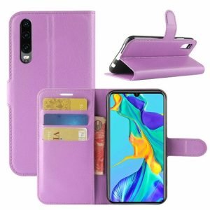 Huawei P30 Purple Wallet Card Pocket Leather Flip Case Cover