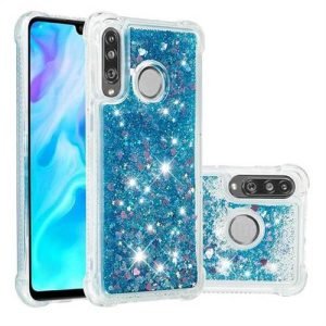 Huawei P30 lite Smart Shockproof Dynamic Liquid Bumper Glitter Stars Case Cover (Blue)
