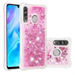 Huawei P30 lite Smart Shockproof Dynamic Liquid Bumper Glitter Stars Case Cover (Pink)