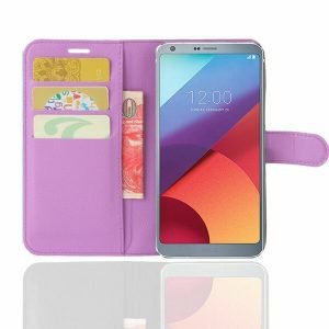 LG G6 Purple Wallet Card Pocket Leather Flip Case Cover