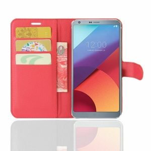LG G6 Red Wallet Card Pocket Leather Flip Case Cover