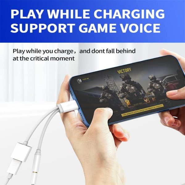 Lightning to 3.5mm Splitter Dongle(2in1)Apple iPhone AUX Adapter Charger Headphone Jack Adaptador Para Cable Audio Earphone for 14 13 12 11 Pro Max X XR SE 7 8 Plus