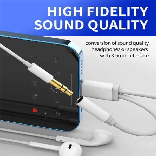 Lightning to 3.5mm Splitter Dongle(2in1)Apple iPhone AUX Adapter Charger Headphone Jack Adaptador Para Cable Audio Earphone for 14 13 12 11 Pro Max X XR SE 7 8 Plus