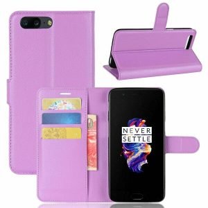 OnePlus 5 Purple Wallet Card Pocket Leather Flip Case Cover