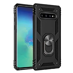 Samsung Galaxy S10 Plus Black Shockproof Magnetic Car Mount Ring Case Cover