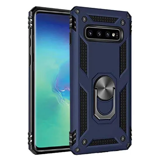 Samsung Galaxy S10 Plus Blue Shockproof Magnetic Car Mount Ring Case Cover