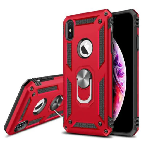 Apple iPhone XS Red Shockproof Magnetic Car Mount Ring Case Cover