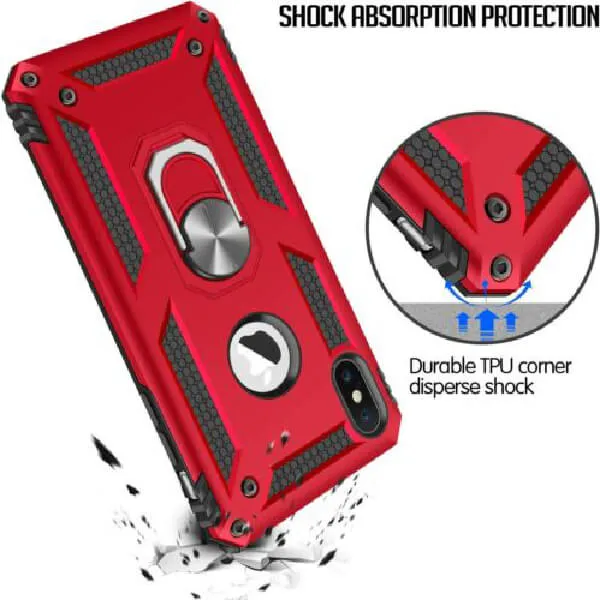 Apple iPhone XS Red Shockproof Magnetic Car Mount Ring Case Cover