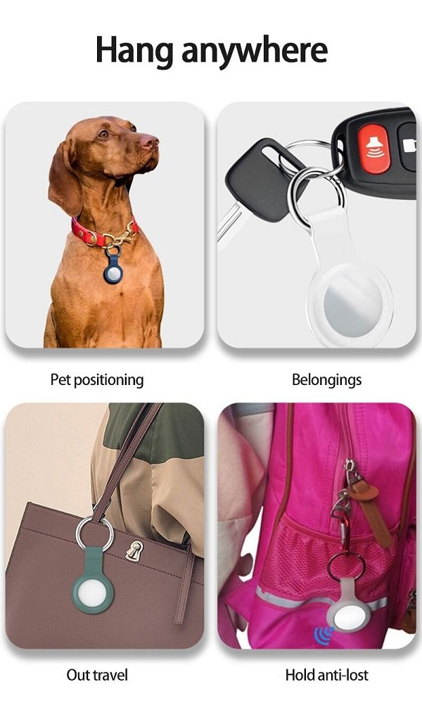 AirTag Case with Key Ring, Secure Holder Protective Cover for Air Tag with Scratch Resistance Accessory - Pink