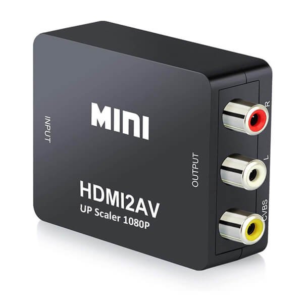 HDMI to AV Converter 1080p HDMI to 3RCA AVCVBS Composite Video Audio Adapter Supporting PALNTSC with USB Charge Cable for TVVHSPCLaptopXboxHDTVDVD recorders (Black)