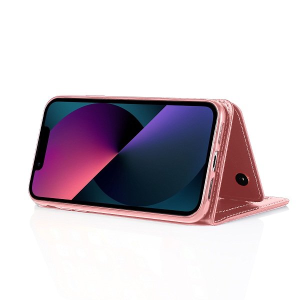For Apple iPhone 13 Wallet Case Pro Style Heavy Duty Shockproof Card Holder Leather Flip Cover (Rose Gold)