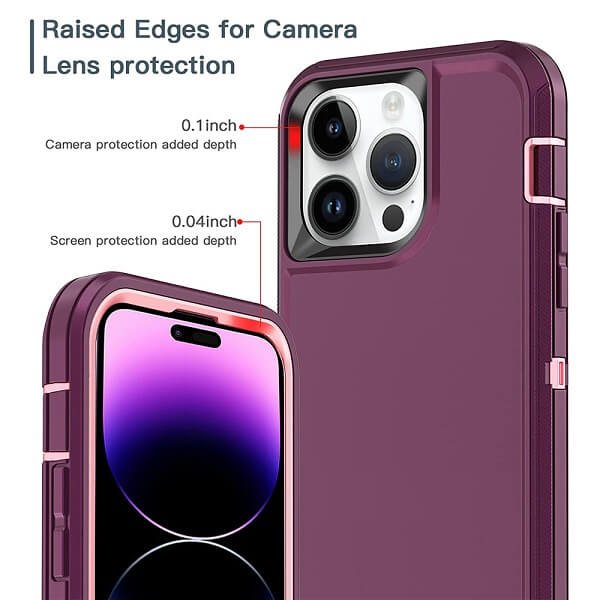For Apple iPhone 14 Pro Max Case Drop Resistant Defender Tradies Heavy Duty Rugged Shockproof Tough Cover (Purple)
