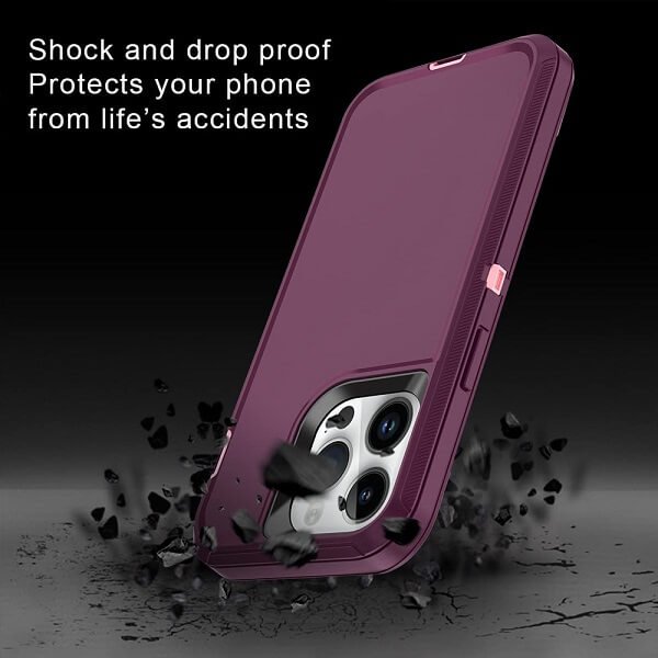 For Apple iPhone 14 Pro Max Case Drop Resistant Defender Tradies Heavy Duty Rugged Shockproof Tough Cover (Purple)