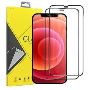 [2 Pack] Apple iPhone 12 mini Full Coverage Tempered Glass Screen Protector Film Guard (Black)