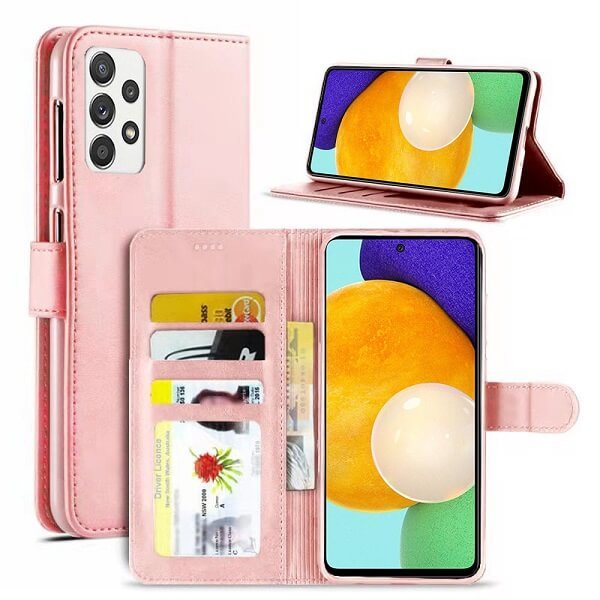 Samsung Galaxy A52 5G Wallet Case Flip Leather Card Slots Magnetic Stand Cover (Rose Gold)