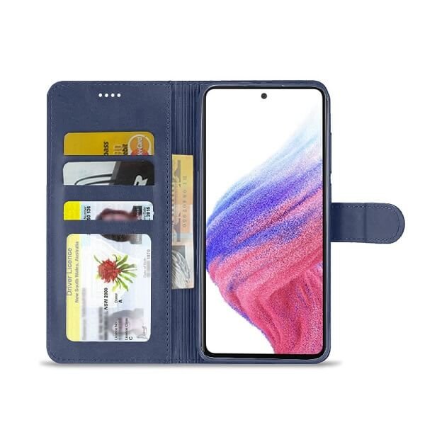 Samsung Galaxy A53 5G Wallet Case Flip Leather Card Slots Magnetic Stand Cover (Navy Blue)