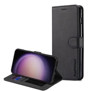 Samsung Galaxy S23 Wallet Case Flip Leather Card Slots Magnetic Stand Cover (Black)